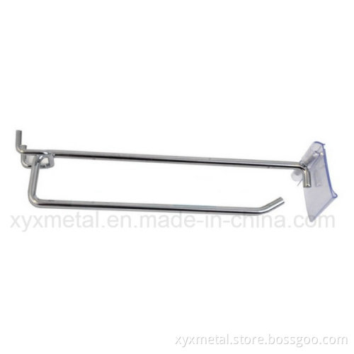 Chrome Metal Hanger with Tag Holder Slatwall Pegboard Wire Hooks